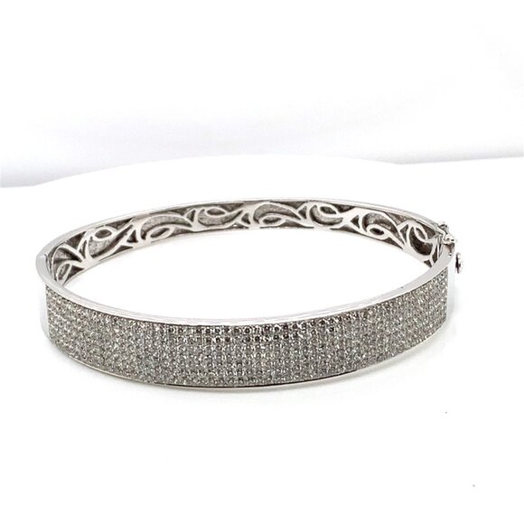 14K White Gold Diamond Bangle Bracelet (4.59 CTW) - Picture 1 of 3
